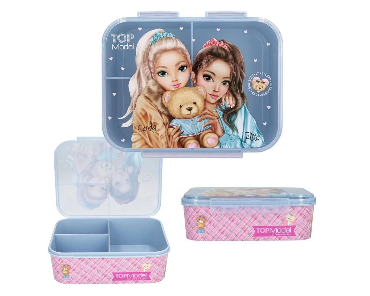 Depesche Spiel TOPModel TEAM TEDDY Brotdose 3 Fächer Rosa Karo
