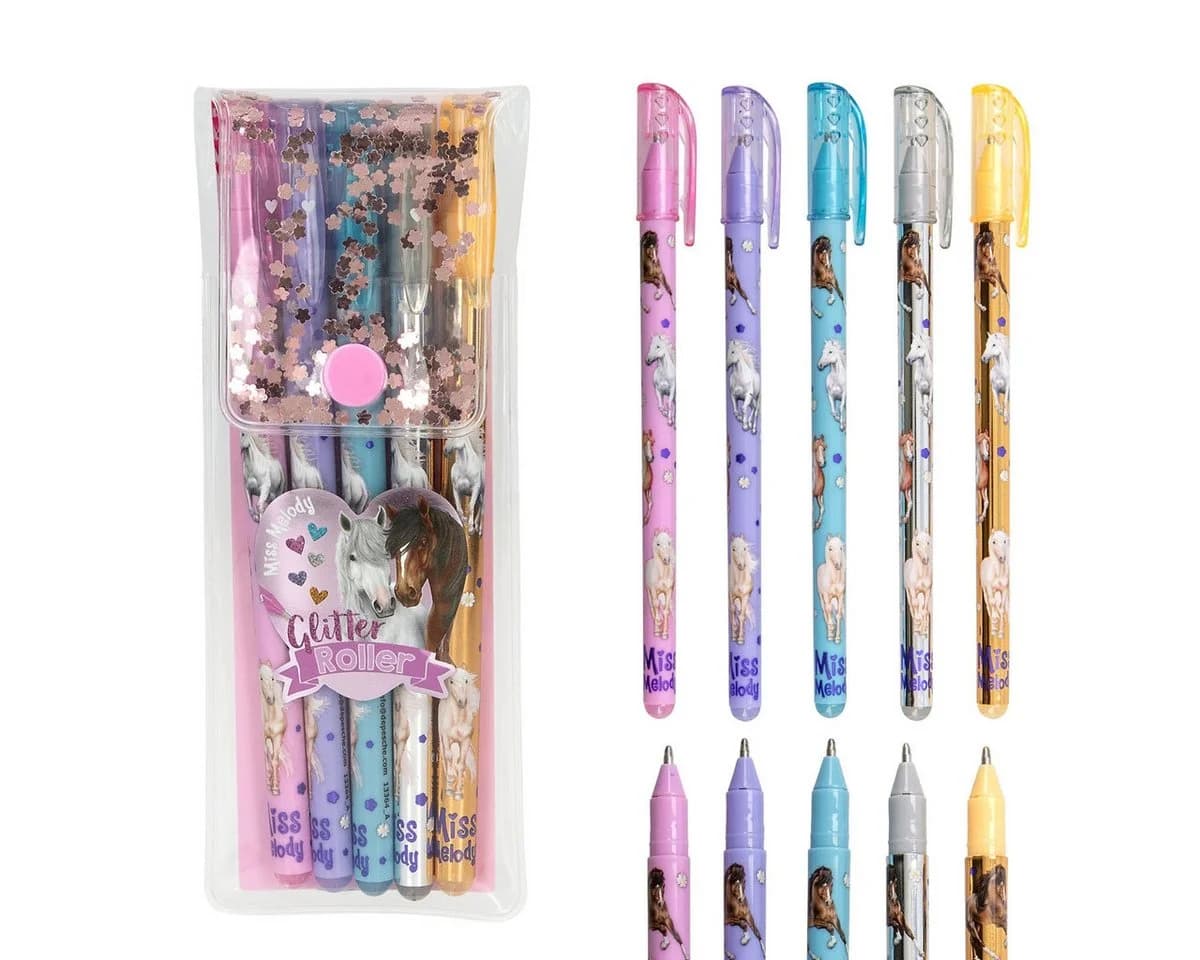 Depesche Miss Melody Glitter Gel Roller 5er Set Pferde-Design