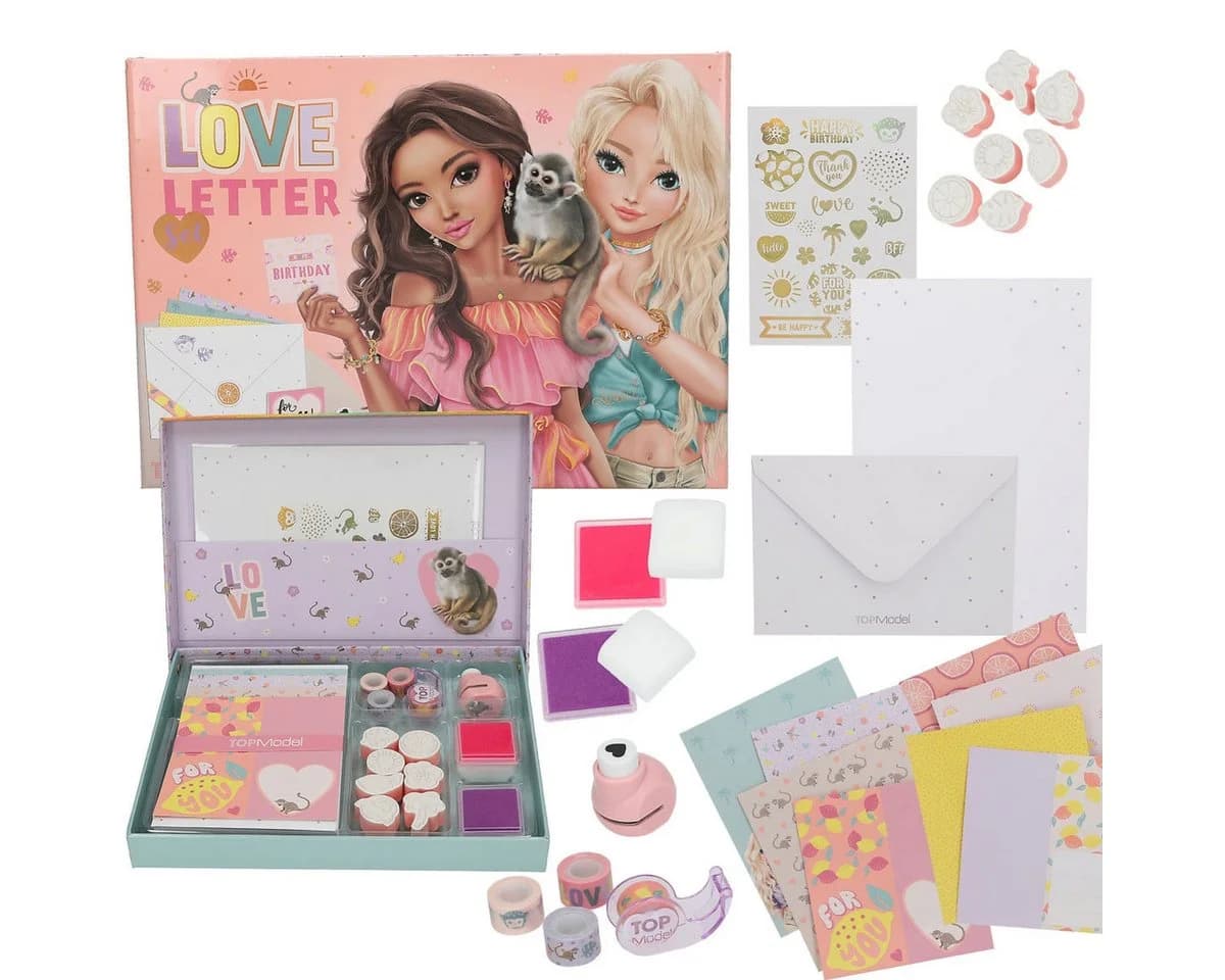 Depesche Spiel TOPModel JUICY Love Letterset - Kreatives Schreibset mit Stempeln & Tapes
