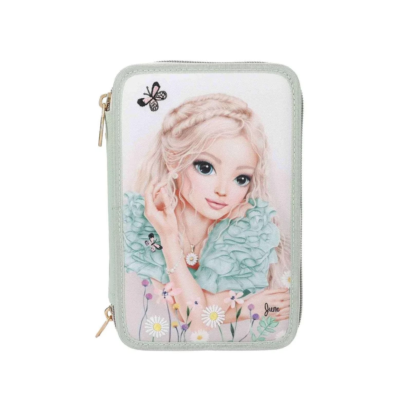 Depesche 3-Fach Federtasche mit Stickerei SUMMER FEELING inkl. Stifte