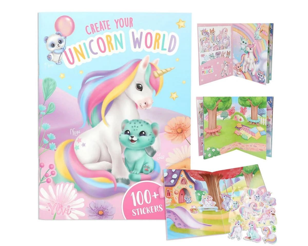 Depesche Spiel Ylvi Create your Unicorn World Stickerbuch Einhorn Glitzer