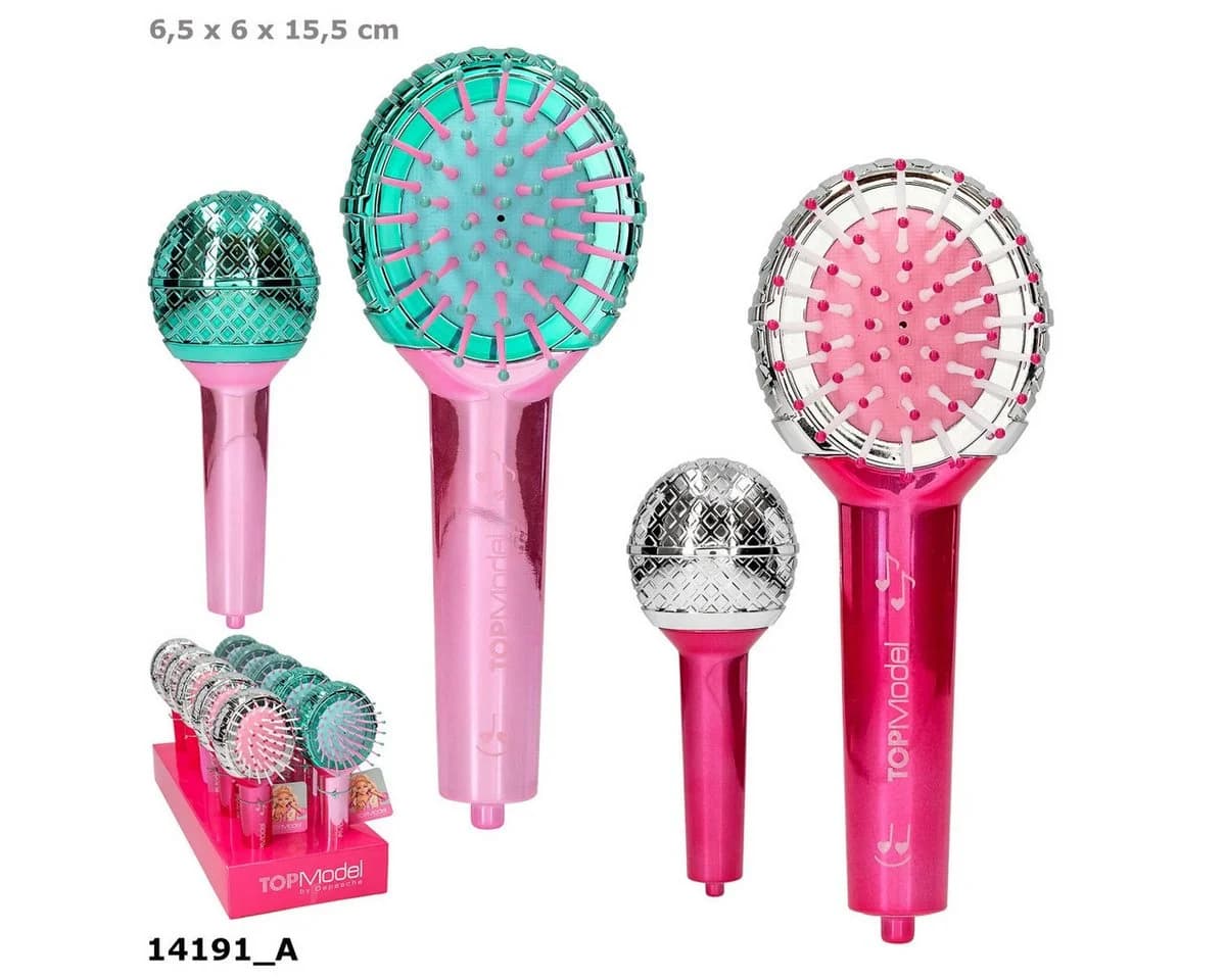 Depesche TOPModel Mikrofon-Haarbürste MUSIC Rosa/Türkis oder Pink/Silber