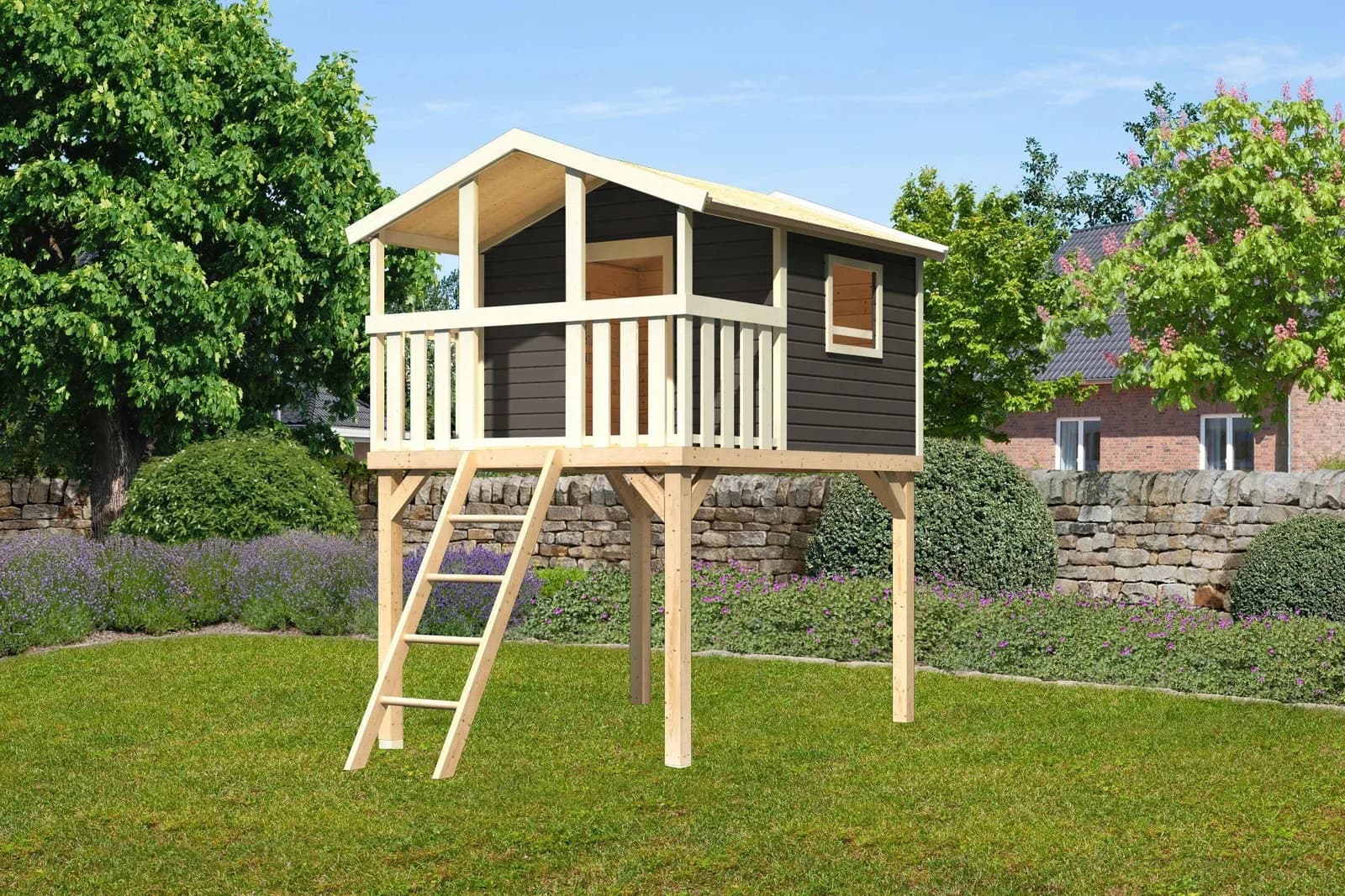 Spielturm Benjamin - Satteldach aus Holz