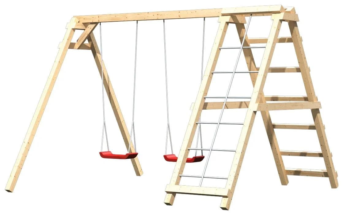 Doppelschaukel KONIFERA Felix Beige/Rot Holzwerkstoff