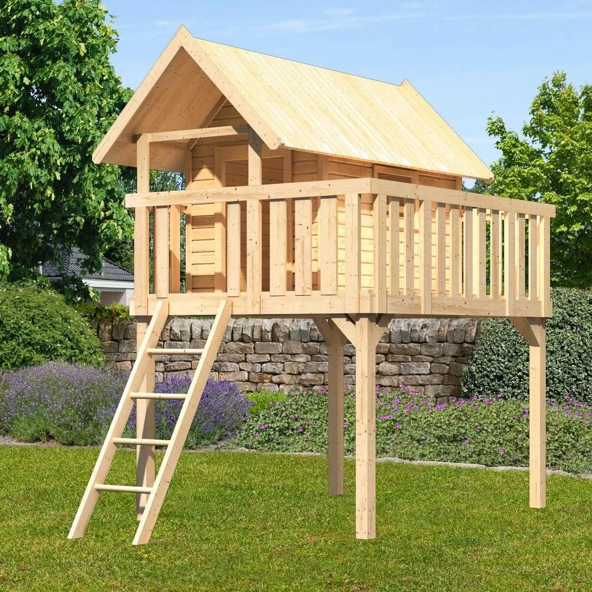 Akubi Fidel Spielturm beige naturbelassen Holzwerkstoff