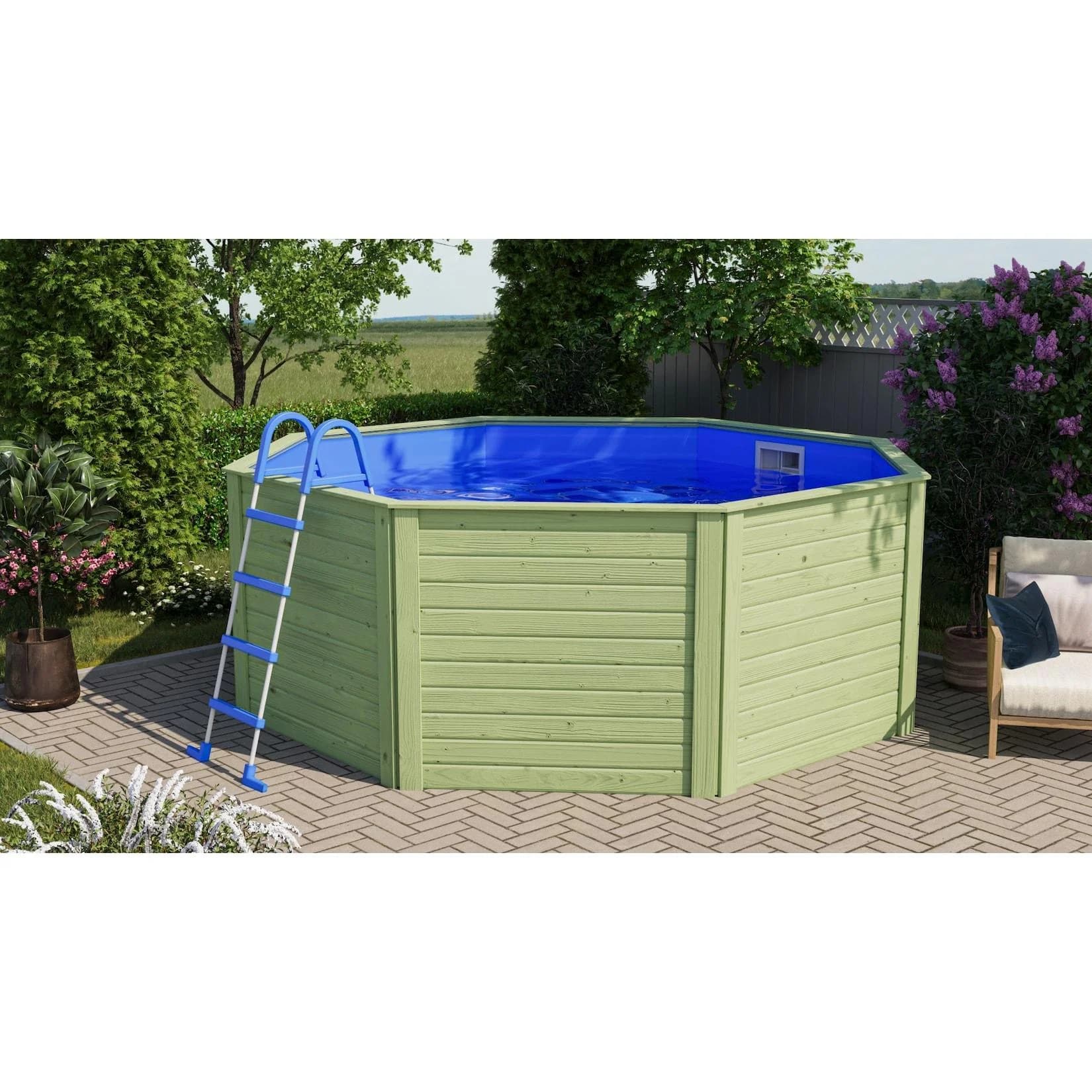 Marktkauf Pool Evolution Ø 347 cm Blockbohlen