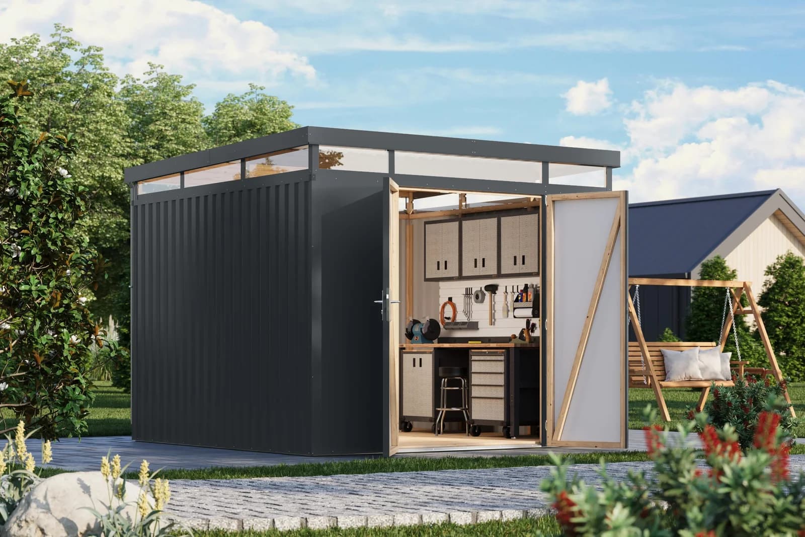 Gerätehaus KARIBU Titanium 3,5 Anthrazit Metall