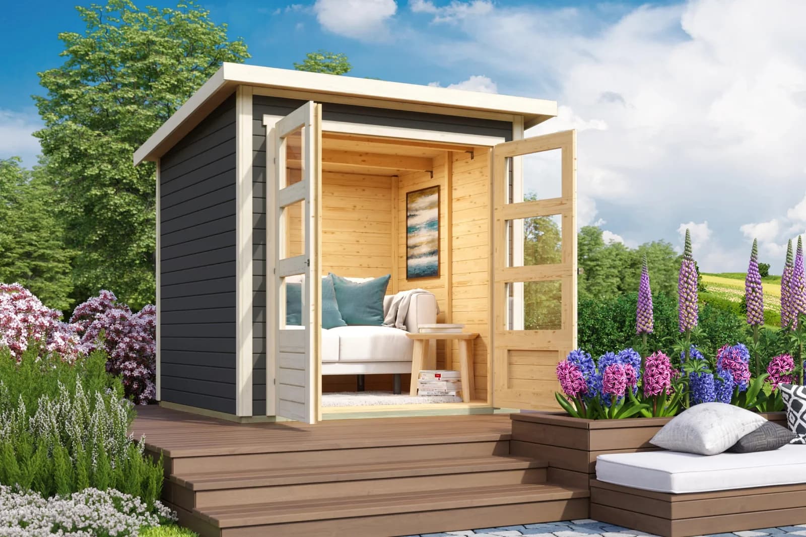Gartenhaus KONIFERA "Felix 2" Massivholz Pultdach
