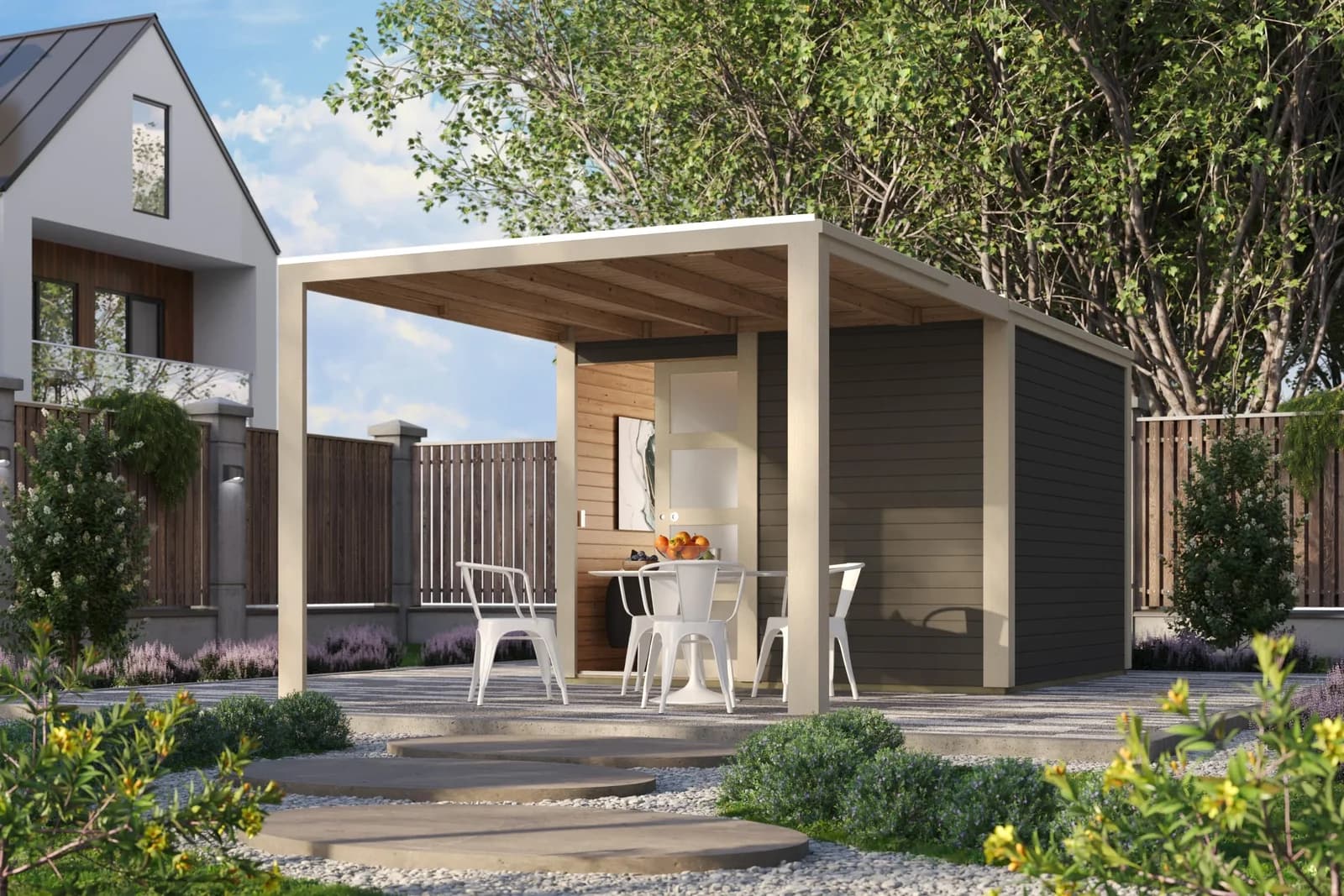 Gartenhaus KONIFERA Cubus 2 Terragrau Massivholz