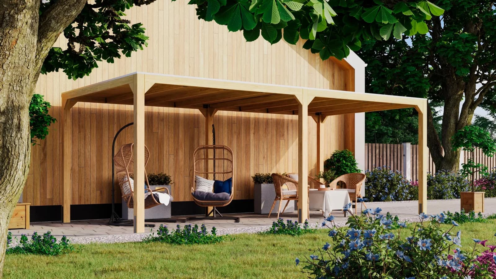 KARIBU Pavillon "Gordon" SET Naturbelassen Leimholz
