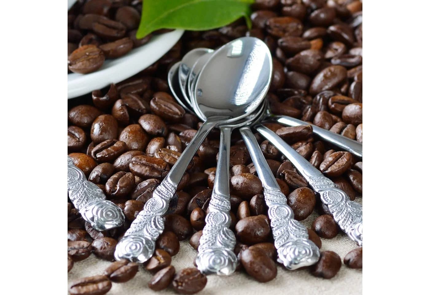 GRÄWE Espressolöffel 6er Set Edelstahl Silber Rosendekor