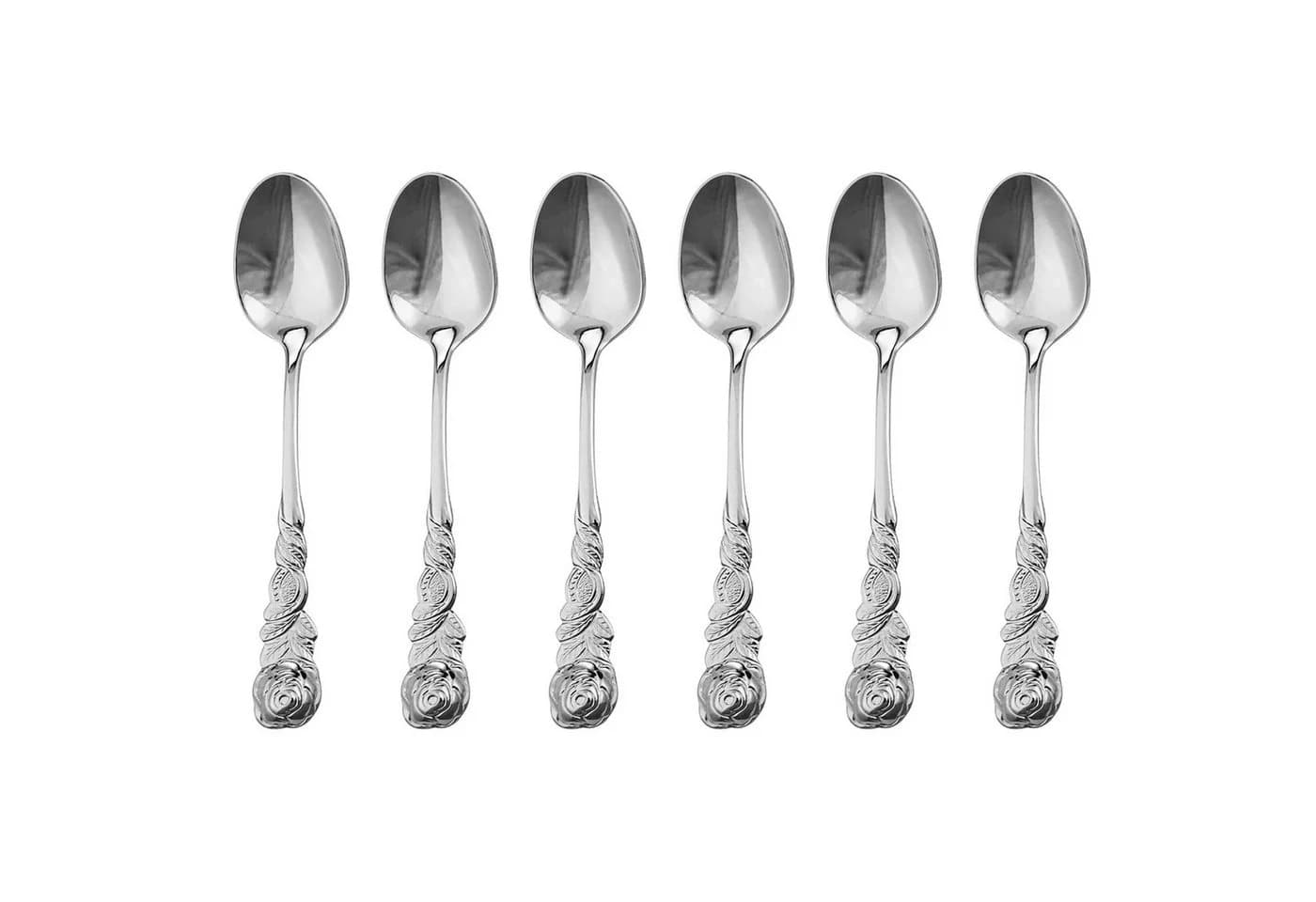GRÄWE Espressolöffel 6er Set Edelstahl Silber Rosendekor - Bild 2