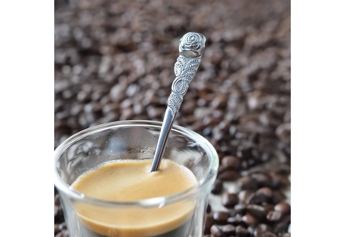 GRÄWE Espressolöffel 6er Set Edelstahl Silber Rosendekor - Bild 4