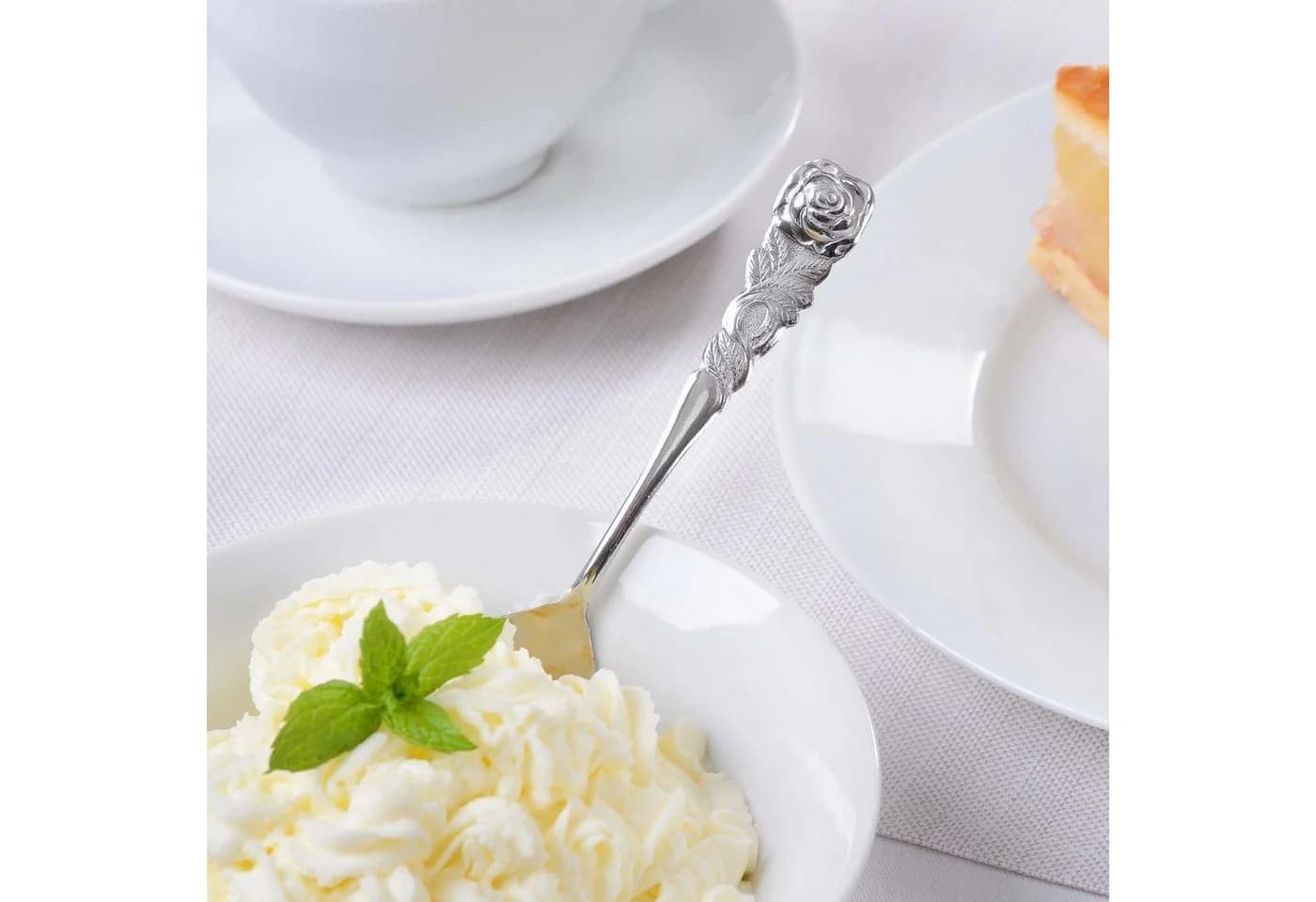 GRÄWE Sahnelöffel 2er Set Rosendekor Silber - Bild 3
