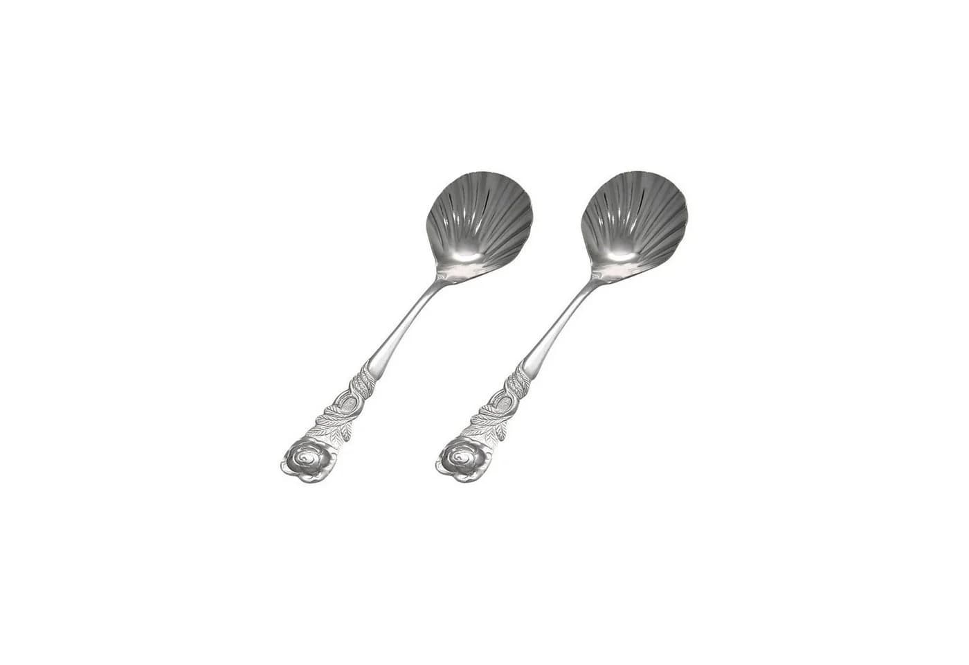 GRÄWE Zuckerlöffel 2er Set Rosendekor Edelstahl Silber - Bild 2