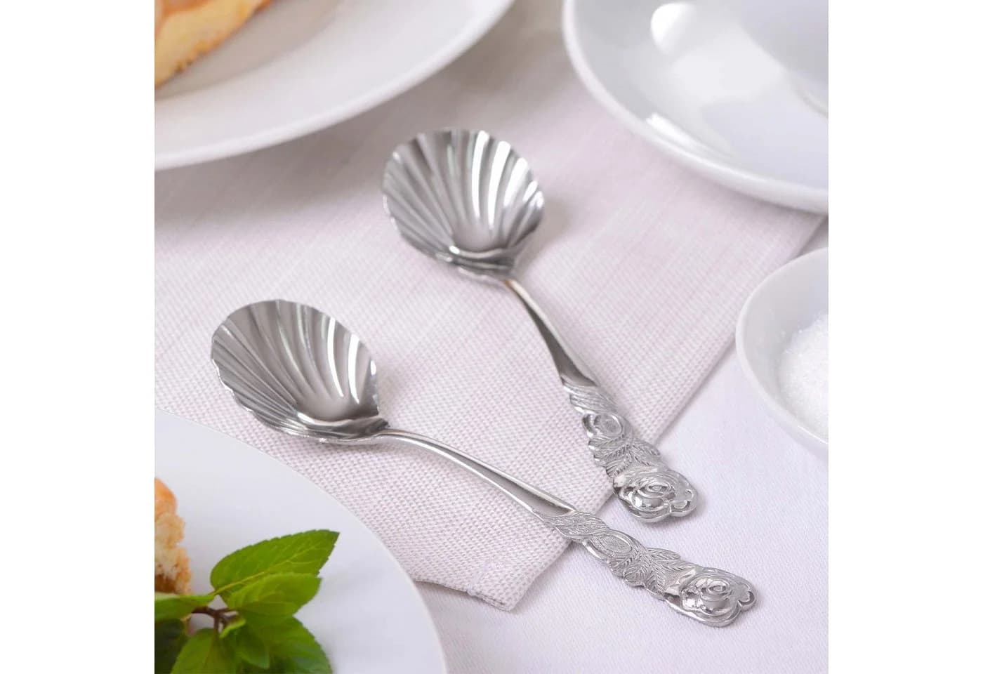 GRÄWE Zuckerlöffel 2er Set Rosendekor Edelstahl Silber - Bild 3