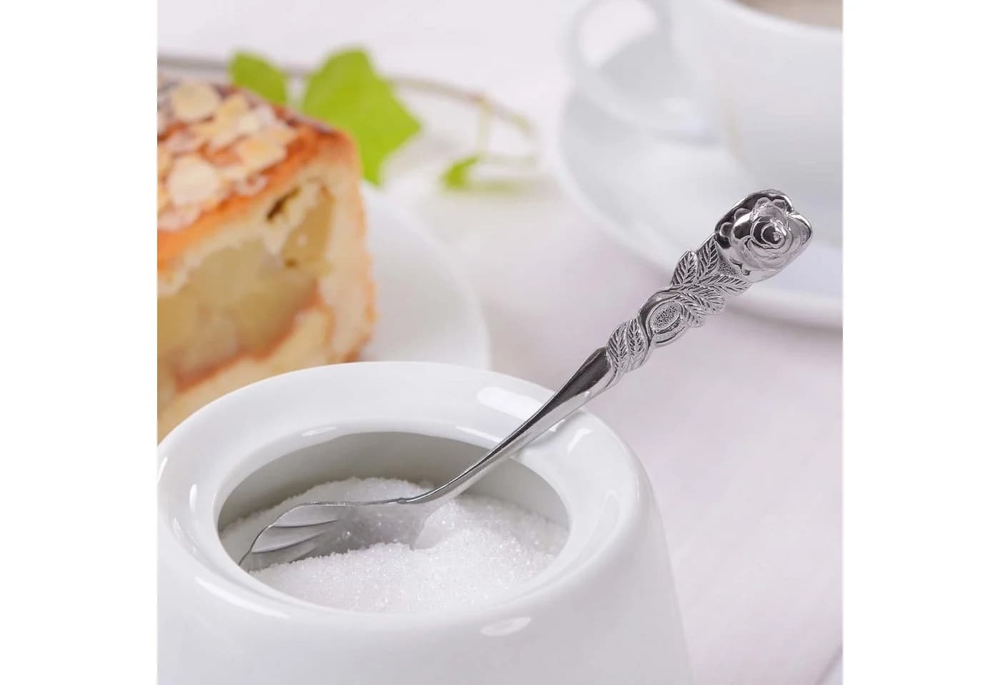 GRÄWE Zuckerlöffel 2er Set Rosendekor Edelstahl Silber - Bild 4