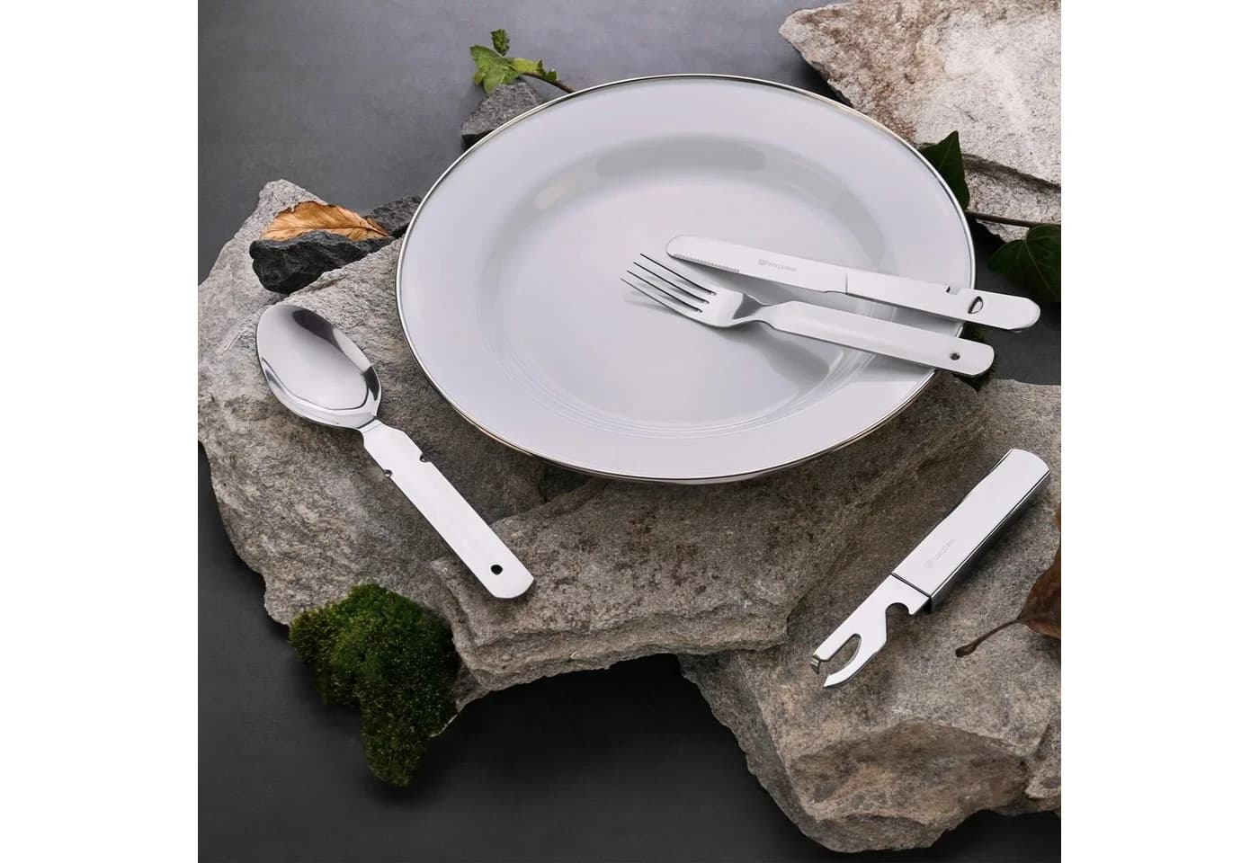 GRÄWE 4-teiliges Campingbesteck Edelstahl Silber