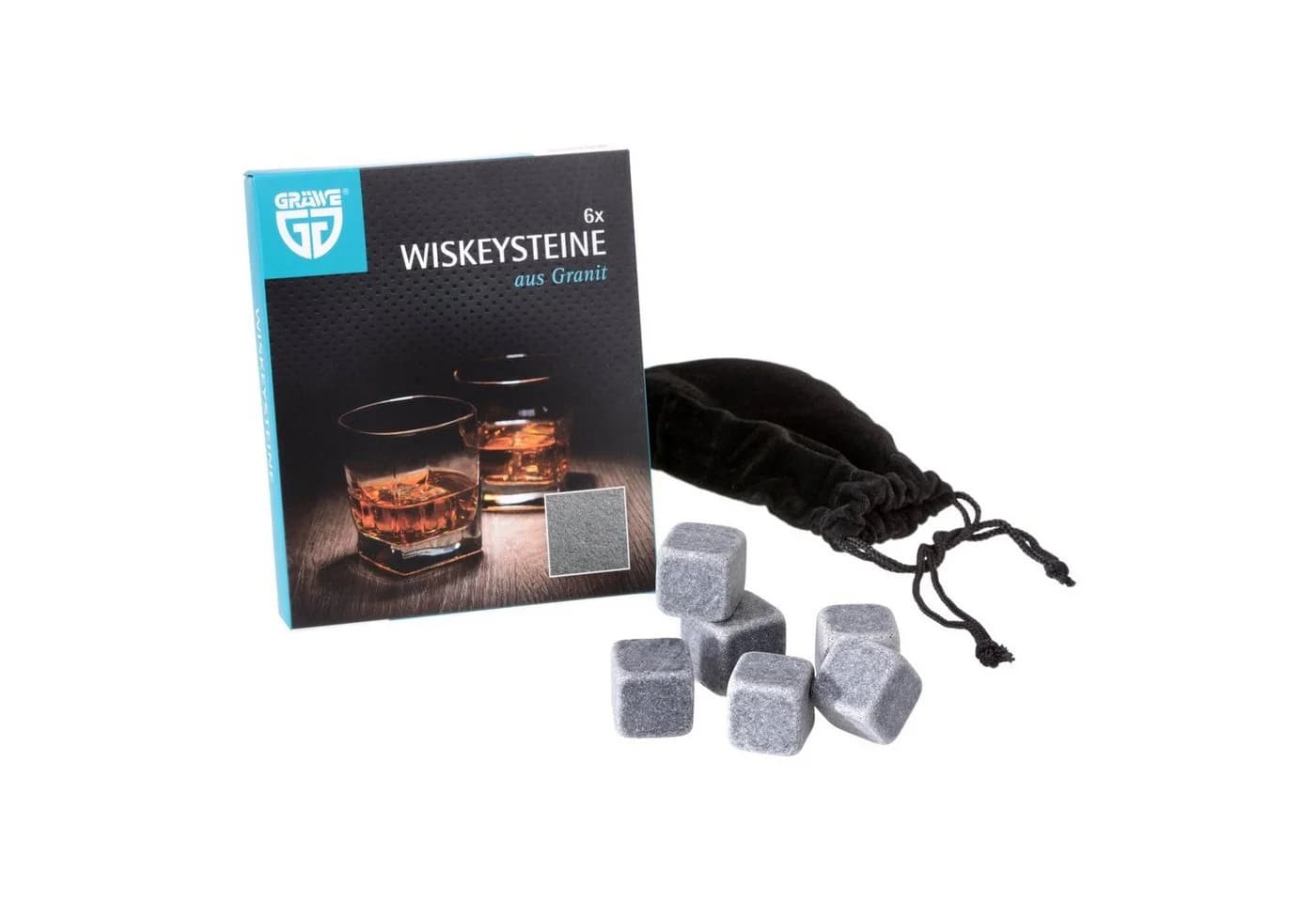 GRÄWE Whiskysteine aus Granit 6 Stück Grau - Bild 2