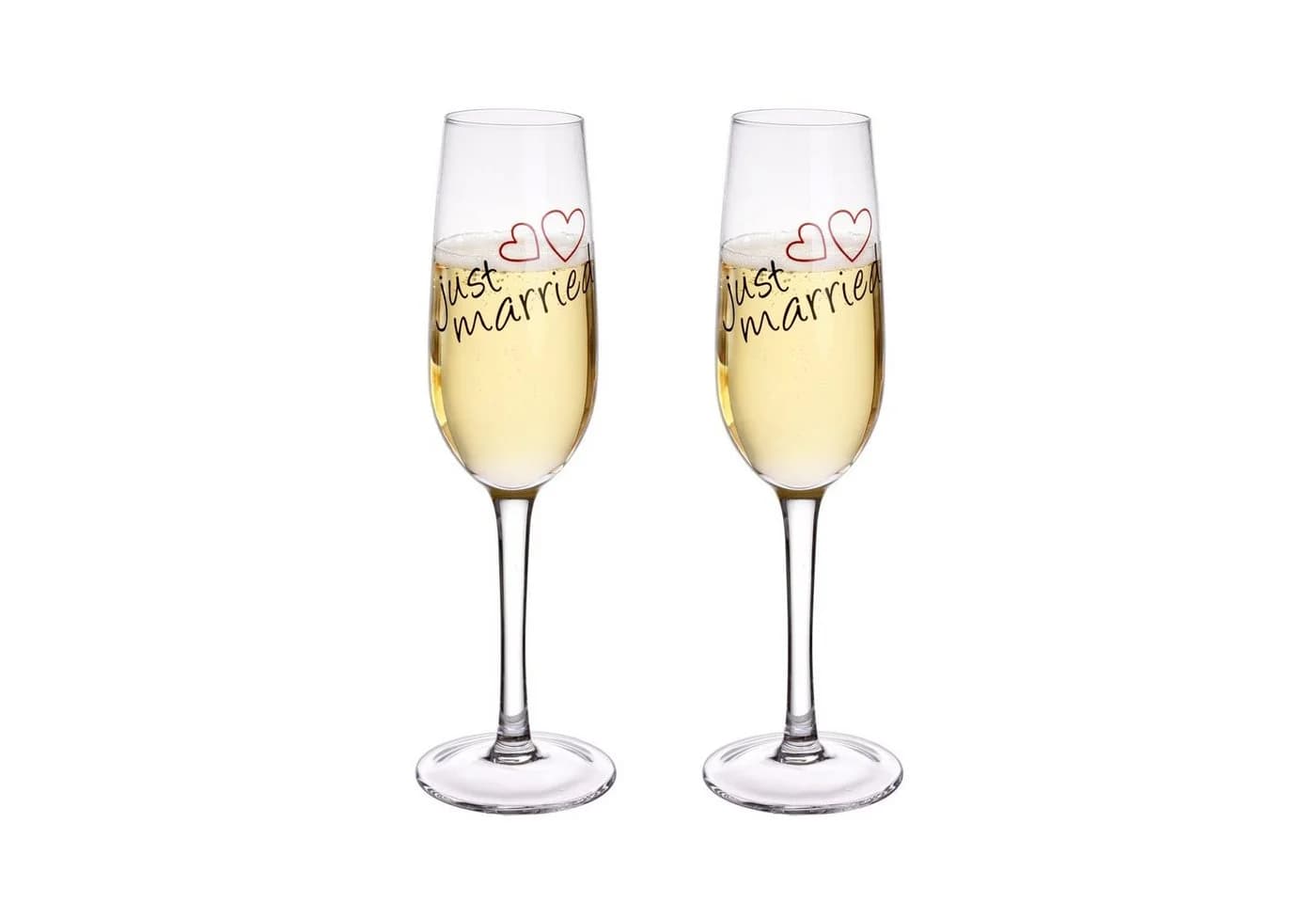 GRÄWE 2er Set Sektglas "Just Married" 210 ml Glas