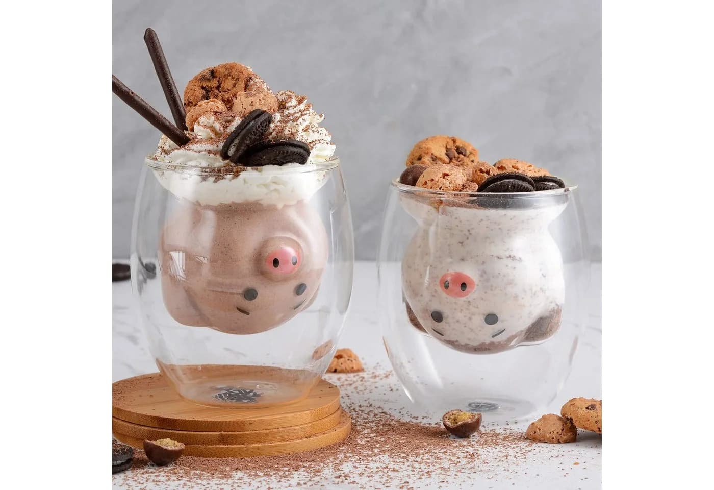 GRÄWE Doppelwandige Thermogläser 200ml 2er Set Motiv Schwein Glas