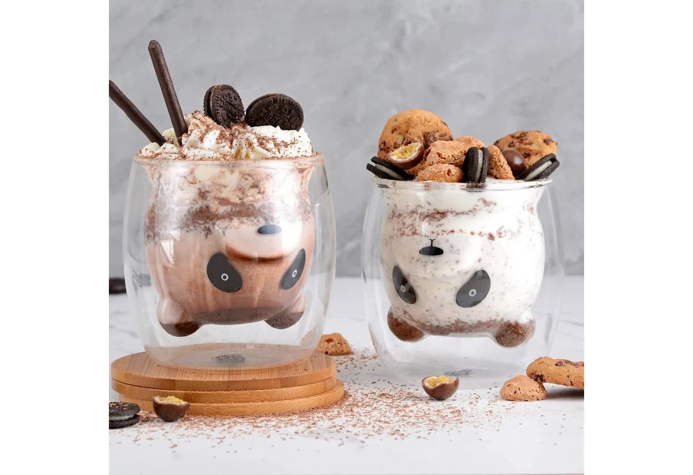 GRÄWE Doppelwandige Thermogläser 245ml 2er Set Panda Motiv Glas