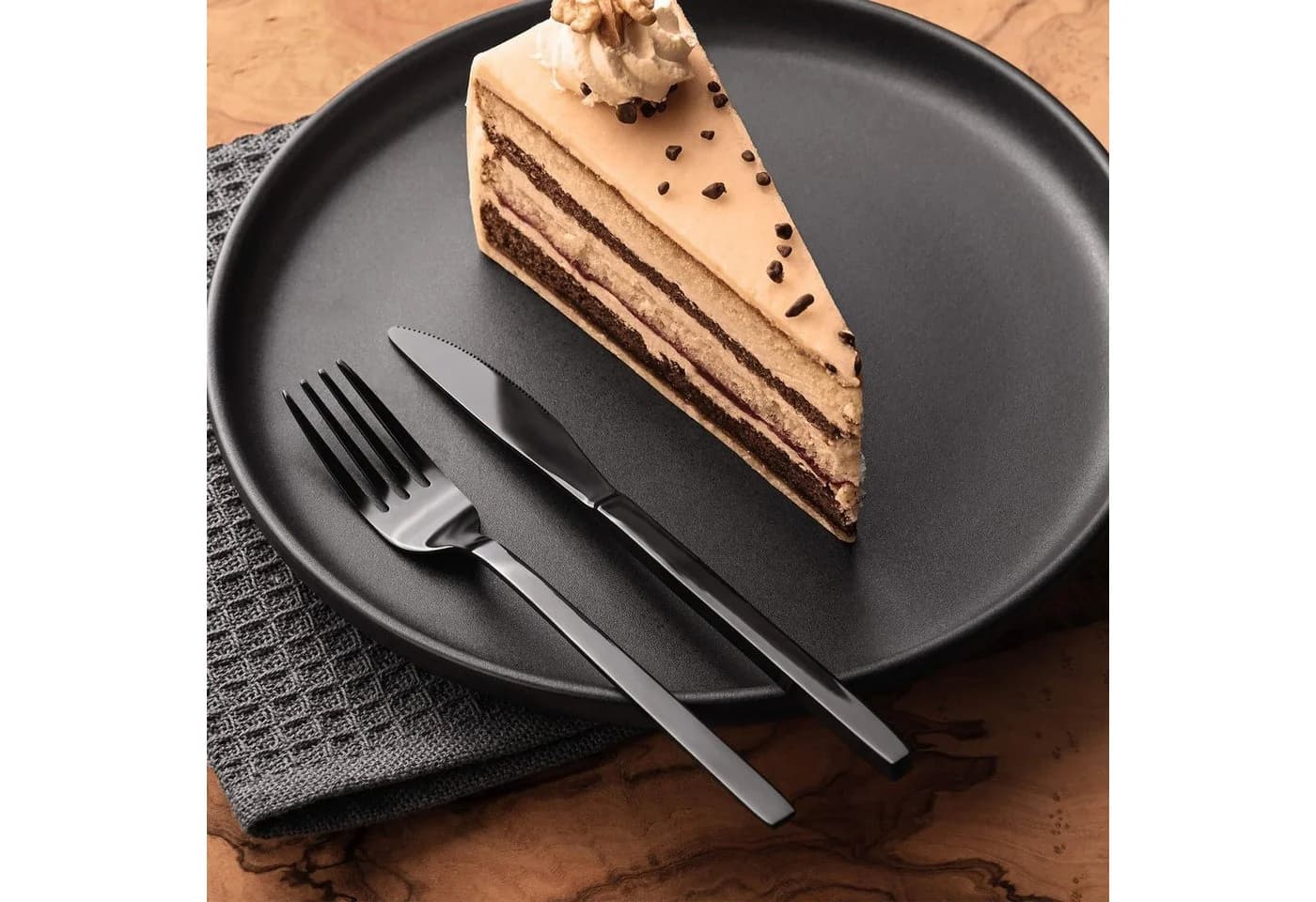 GRÄWE Dessertgabeln 6er Set Schwarz Edelstahl Titan Serie Lissabon