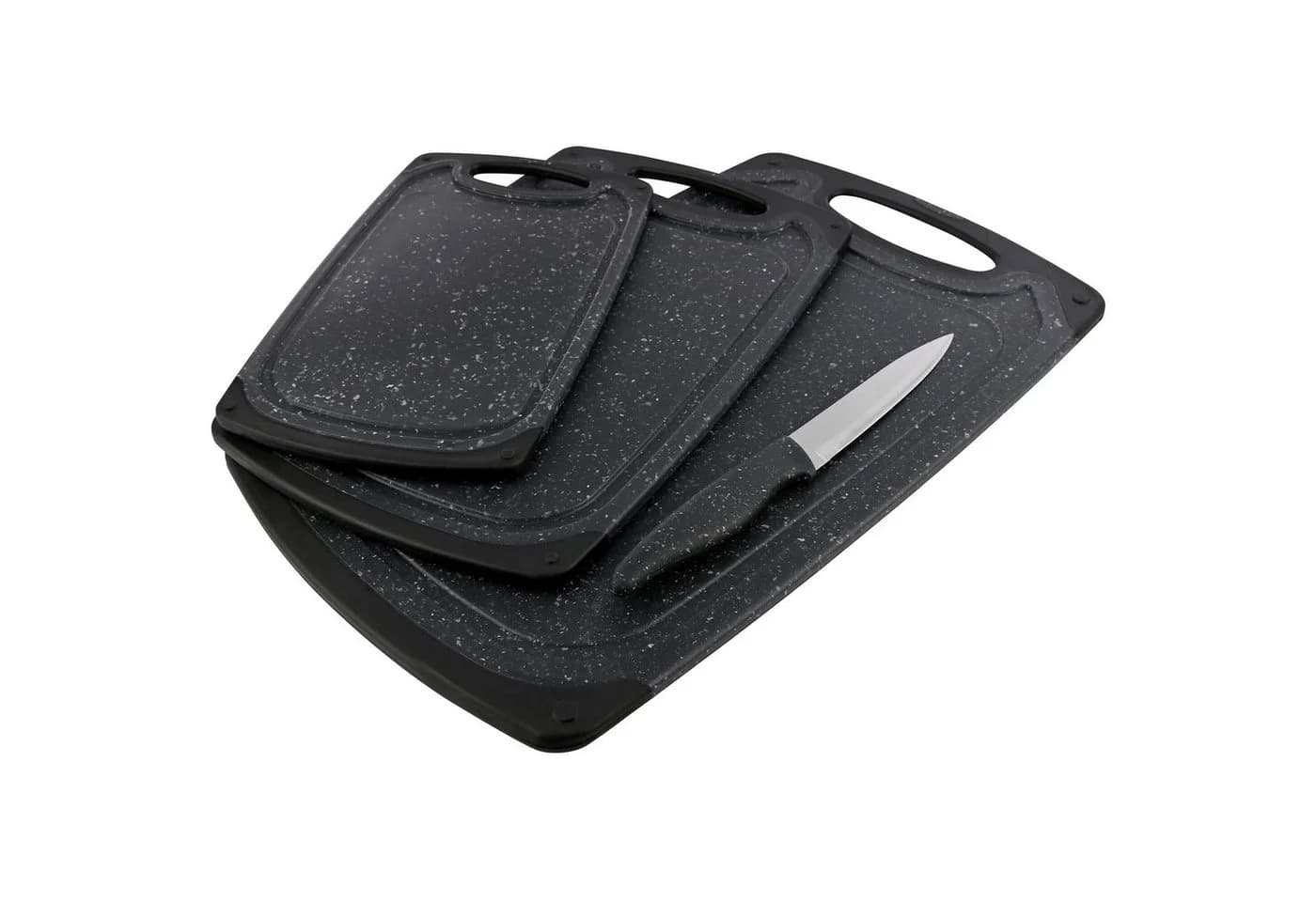 GRÄWE Schneidebrett-Set 4-teilig Schwarz BPA-frei