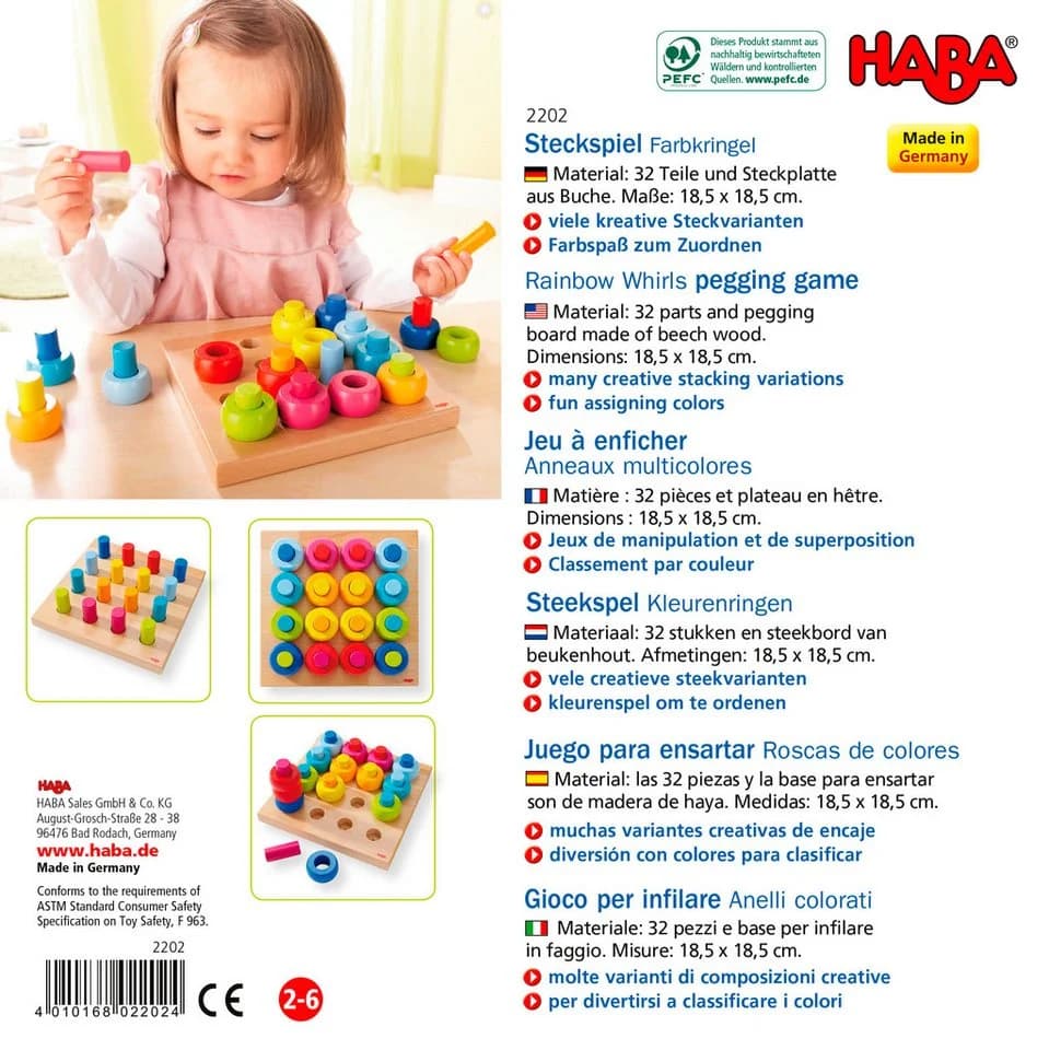 HABA Steckspielzeug Farbkringel Bunt Holz Made in Germany