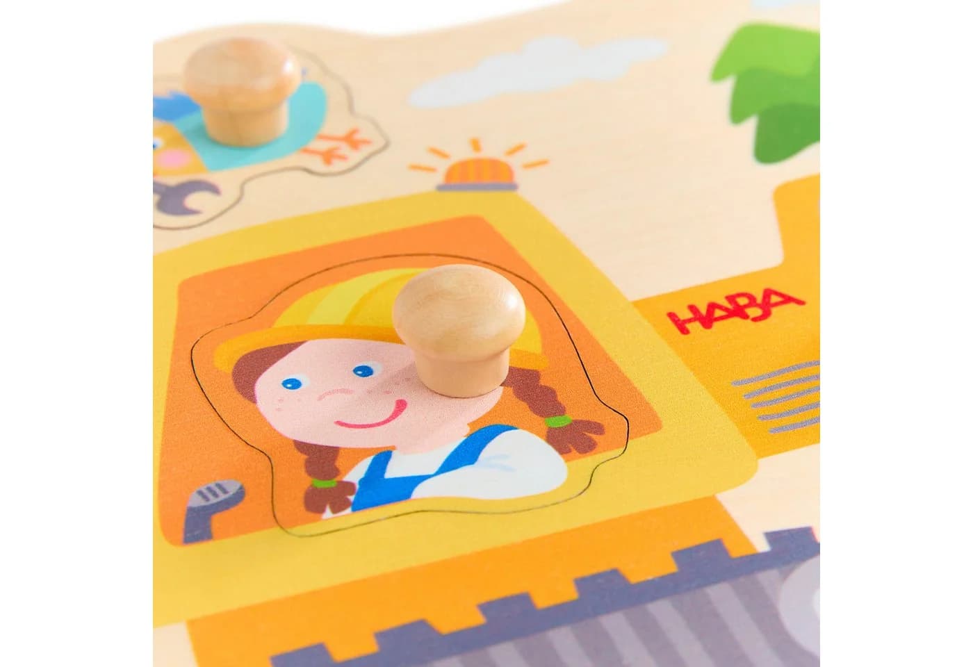 HABA Steckpuzzle Bagger 6 Puzzleteile Holz - Bild 3