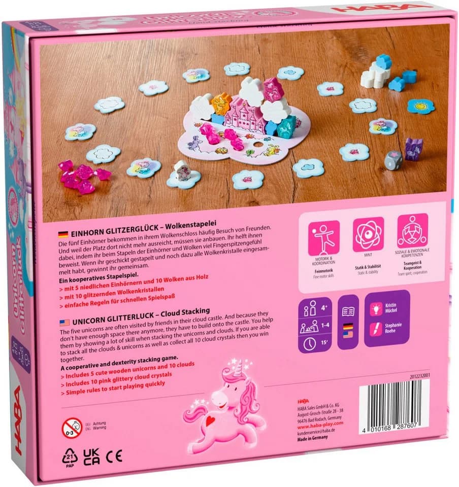 HABA Spiel Einhorn Glitzerglück Wolkenstapelei Stapelspiel
