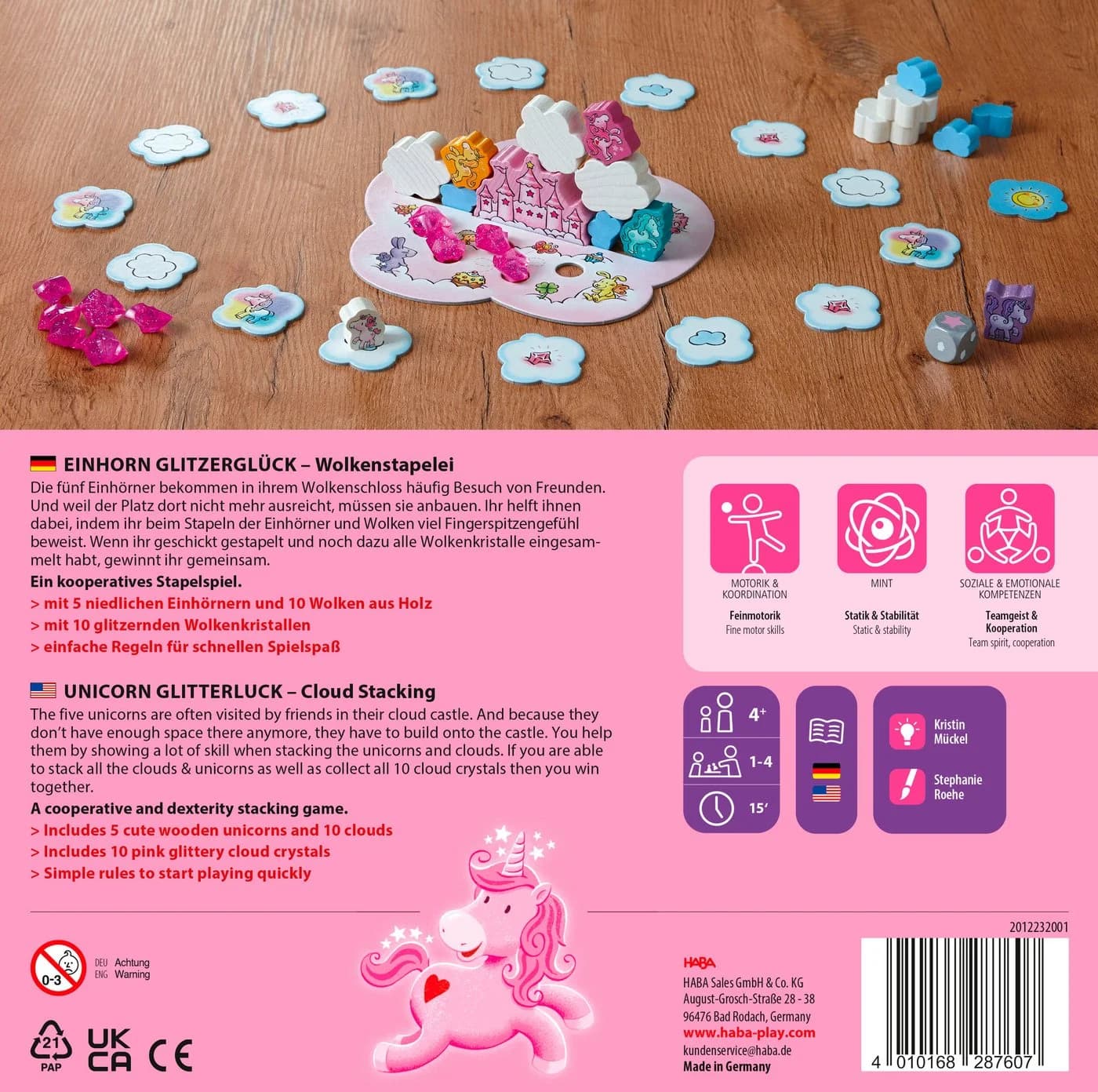 HABA Spiel Einhorn Glitzerglück Wolkenstapelei Stapelspiel - Bild 3