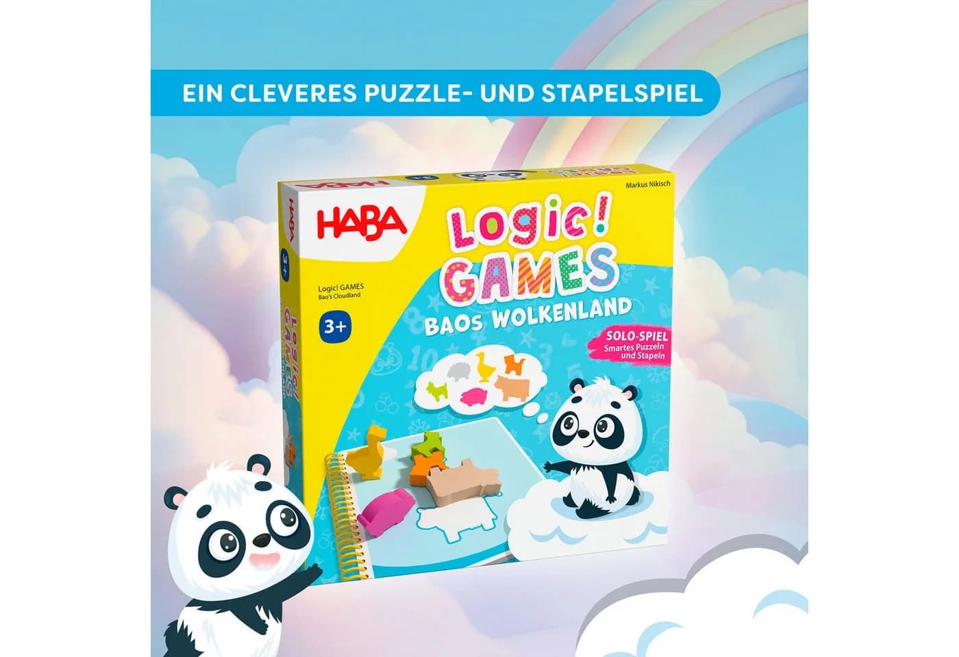 HABA Spiel Baos Wolkenland Logic Games - 60 Puzzle- und Stapelaufgaben für Kinder - Bild 4