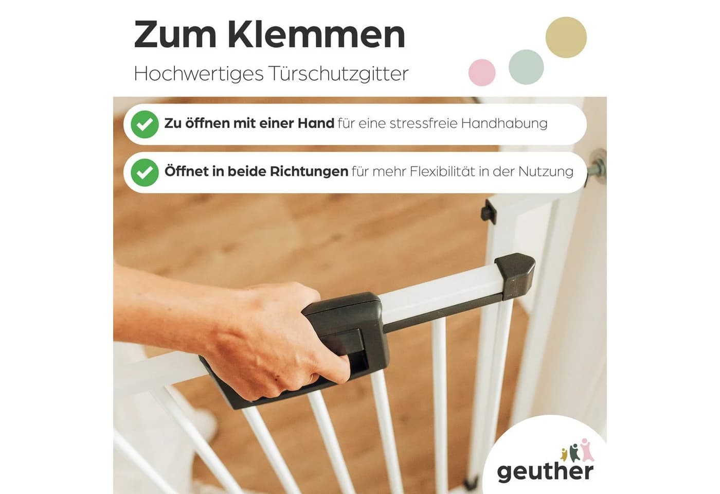 Geuther Türschutzgitter Easylock 68-232,5 cm Schutzgitter inkl. Türstopper - Bild 3