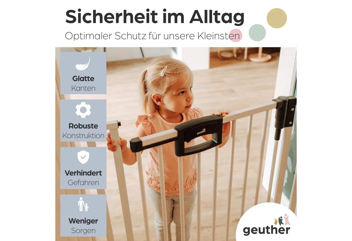 Geuther Türschutzgitter Easylock 68-232,5 cm Schutzgitter inkl. Türstopper - Bild 4