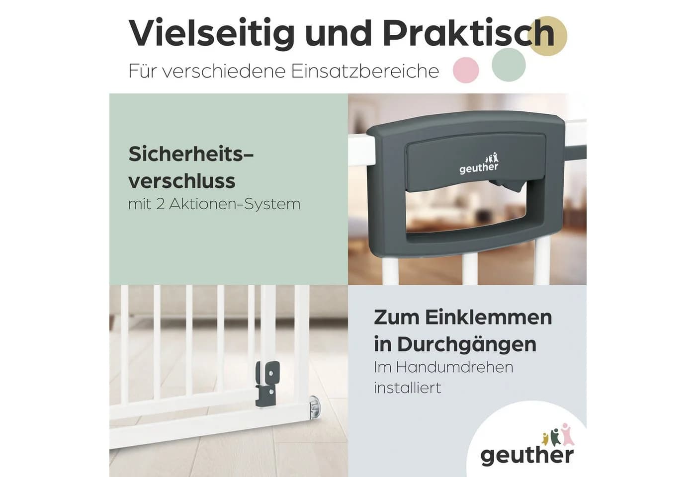 Geuther Türschutzgitter Easylock 68-232,5 cm Schutzgitter inkl. Türstopper - Bild 5