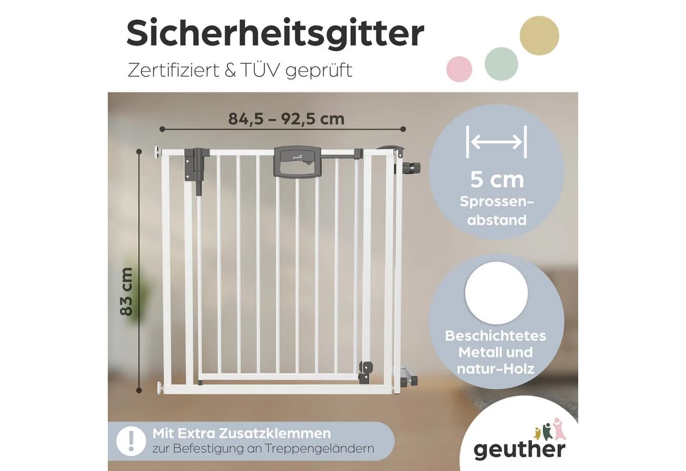 Geuther Easylock Türschutzgitter Weiß Klemmsystem
