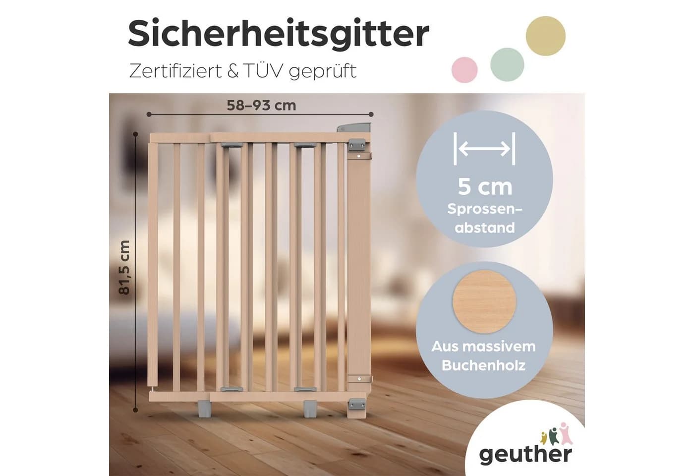 Geuther Türschutzgitter Oris 58-133 cm Buchenholz