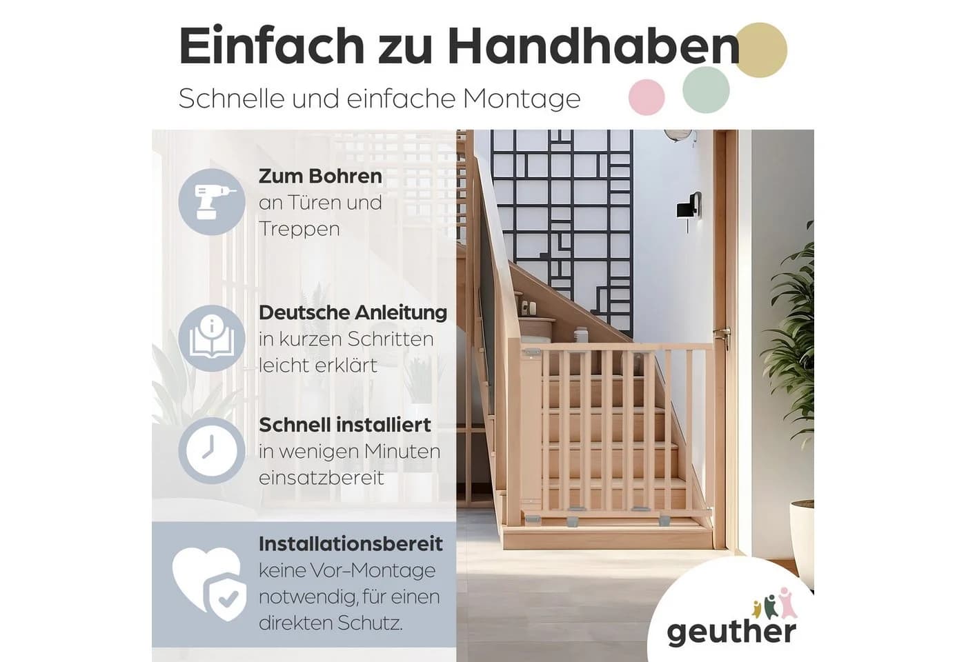 Geuther Türschutzgitter Oris 58-133 cm Buchenholz - Bild 5