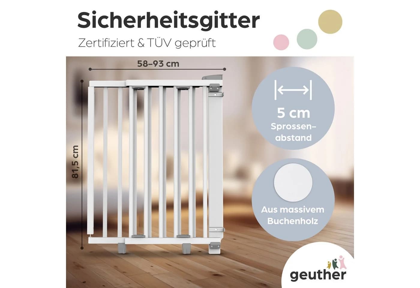 Geuther Türschutzgitter Oris 58-133 cm Weiß