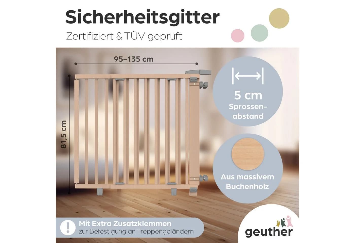 Geuther Treppenschutzgitter Oris Buchenholz Natur