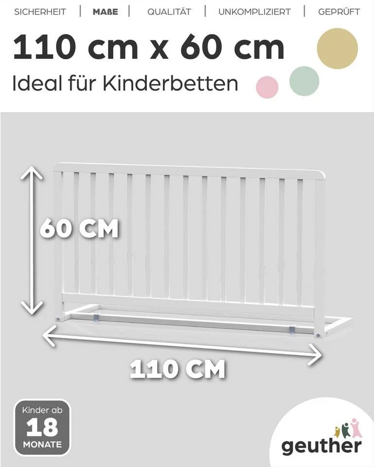 Geuther Bettschutzgitter Lissi 60 cm hoch, 110 cm lang, für Boxspringbetten - Bild 3