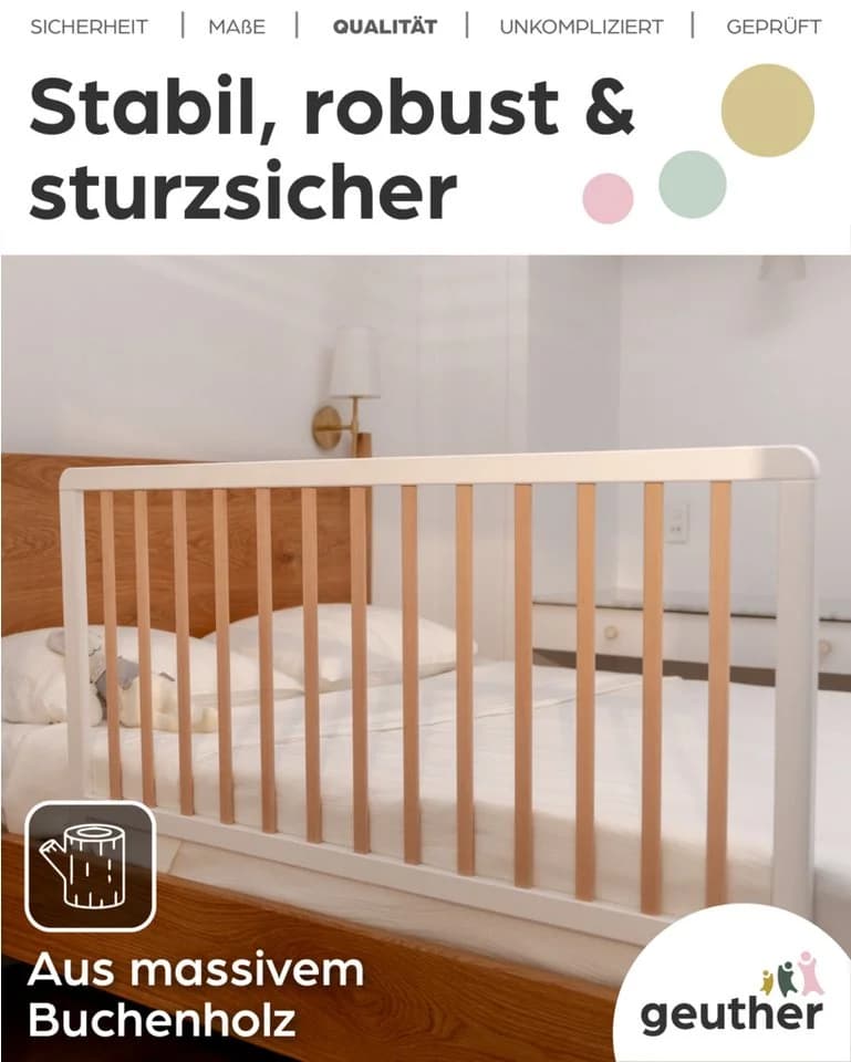 Geuther Bettschutzgitter Lissi 60 cm hoch, 110 cm lang, für Boxspringbetten - Bild 4