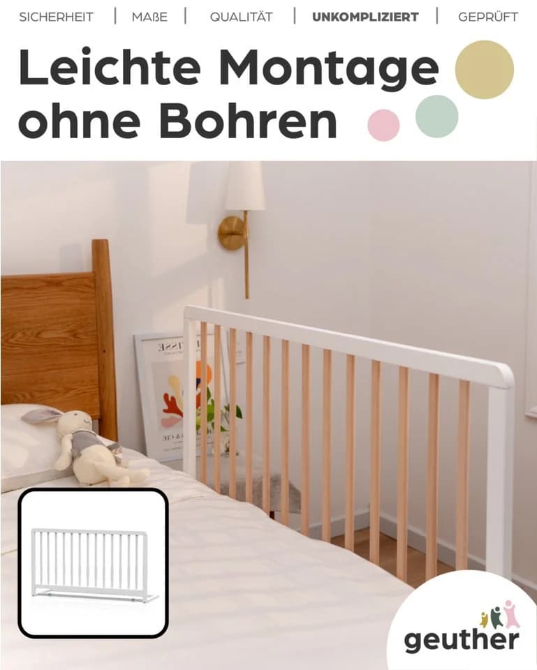 Geuther Bettschutzgitter Lissi 60 cm hoch, 110 cm lang, für Boxspringbetten - Bild 5