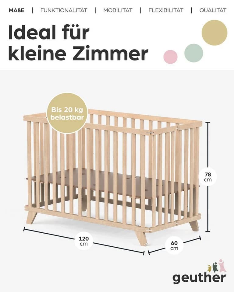 Geuther Kinderklappbett Mayla 60x120 cm Klappbar