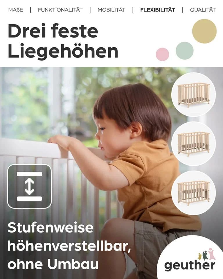 Geuther Kinderklappbett Mayla 60x120 cm Klappbar - Bild 5