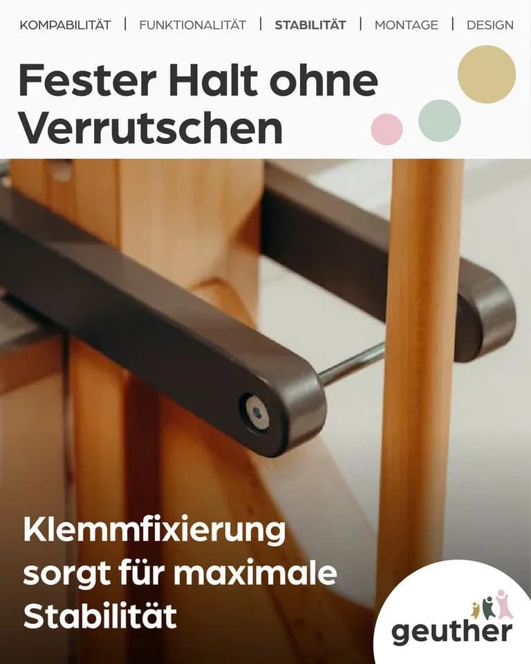 Geuther Treppenschutzgitter Easylock Flatstep Holz 71–133 cm inkl. Zusatzklemme - Bild 5