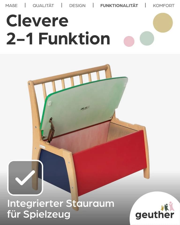 Geuther Truhenbank Bambino Holz Sitzbank mit Stauraum & Deckelbremse - Bild 5
