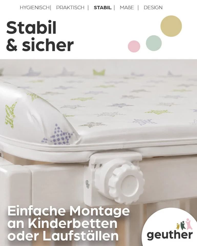 Geuther Wickelplatte für Kinderbetten, Holz, weiß - Bild 4