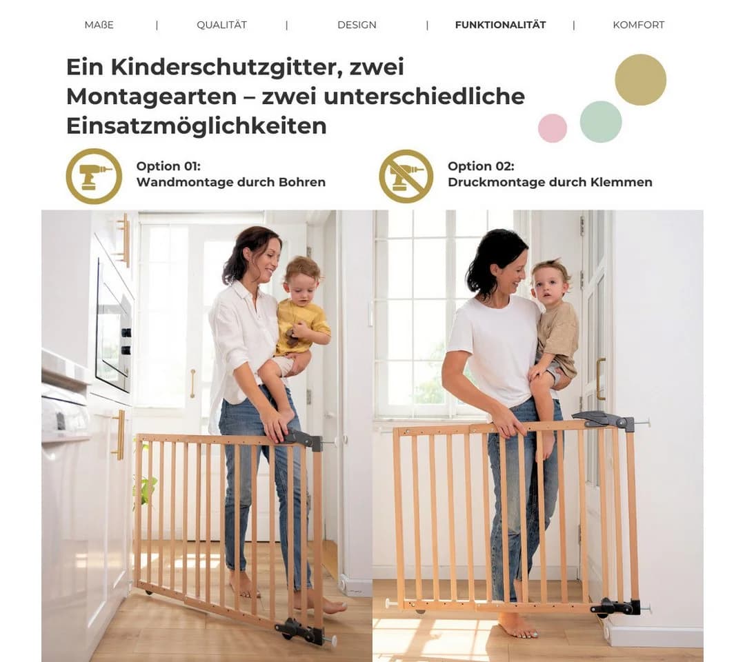 Geuther Türschutzgitter 2714 ECO Weiß Buchenholz Klemm- oder Schwenkmontage